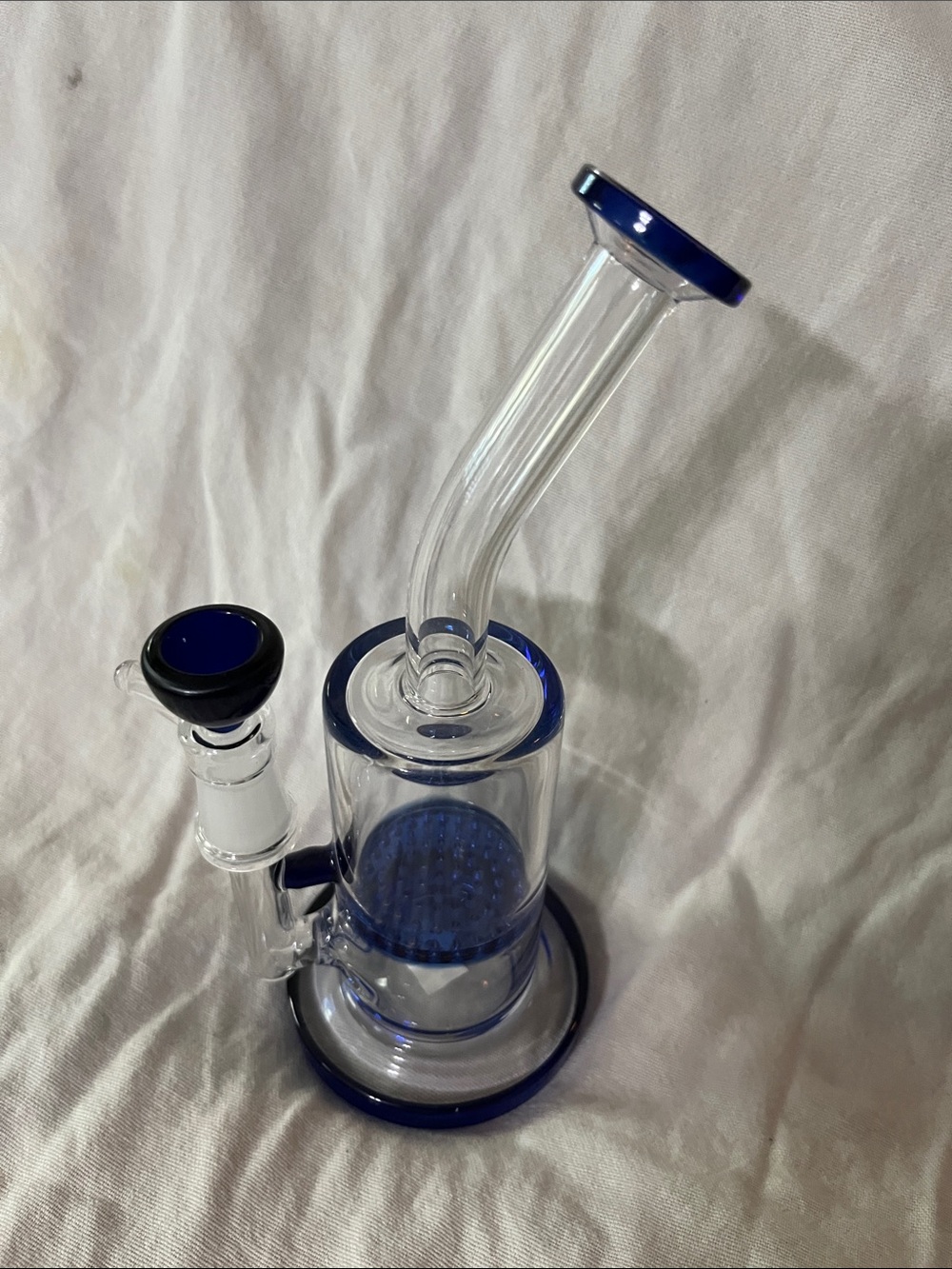 Clear Glass Water Percolator with Blue Accents